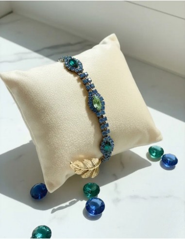 Pulsera Azul De Cristales Con Brillos...