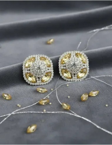 Aros Cuadrados De Strass Con Piedras...