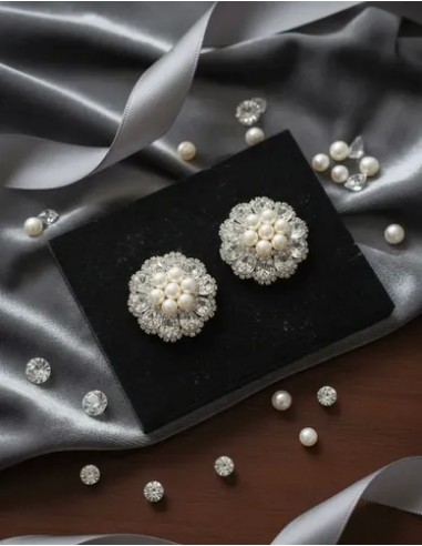 Aros Flor De Cristales Con Perlas...