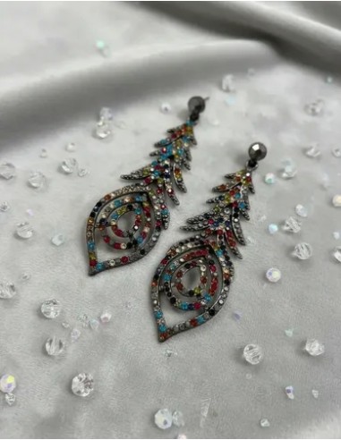Aros Largos Metal Con Strass...