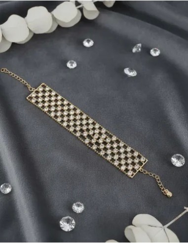 Pulsera Metal Gruesa Strass Noche...
