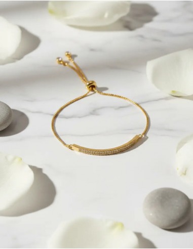 Pulsera Recto Con Strass Dorado...