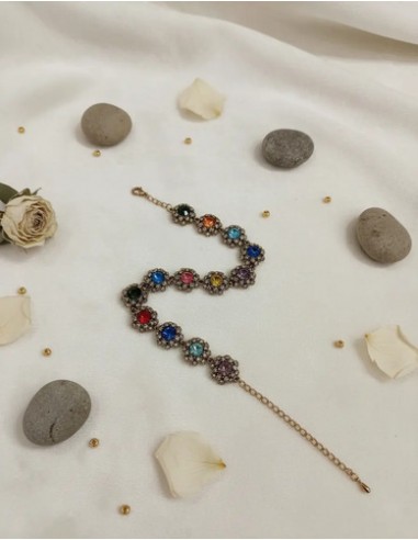 Pulsera Metal Flores De Strass...