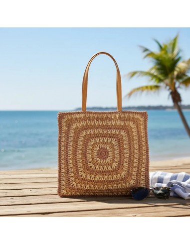 Cartera Bolso De Mano Rafia Tejido...