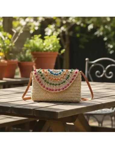 Cartera Plana Blanda Rafia Tejido...
