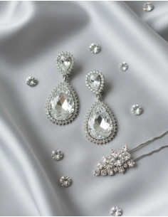 Aros Gotas Con Strass Clip...
