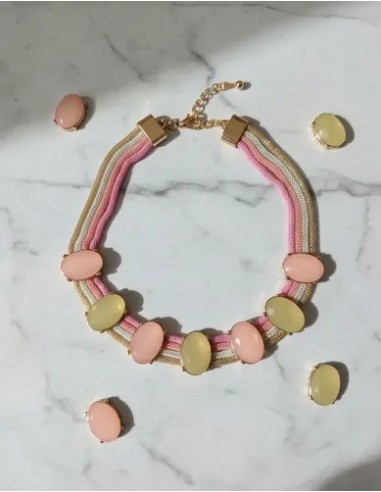 Collar De Malla Con Cristales Pastel...
