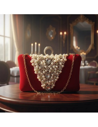 Clutch Terciopelo Con Perlas Y Strass...