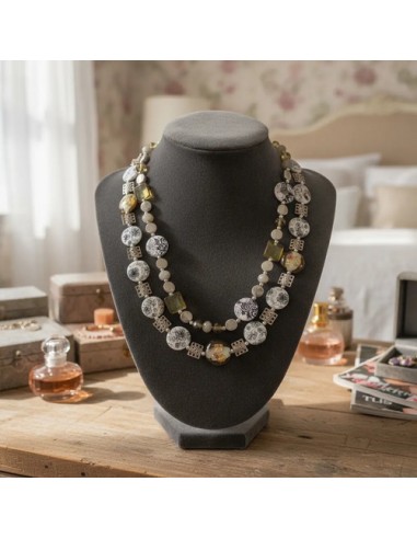 Collar Piedras Redondas Flores...