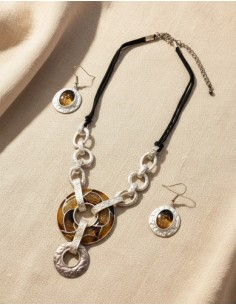 Conjunto Collar Aros Marron...