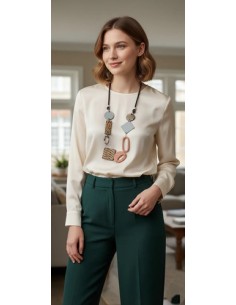 Collar Largo Madera Cordon...
