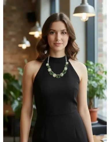 Collar Con Cristales Verdes Y...