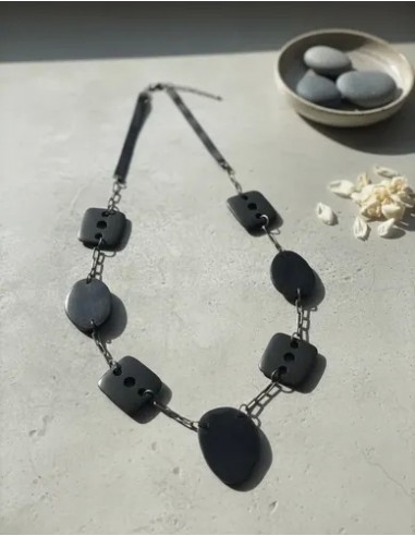 Collar Largo Madera Con Cinta...
