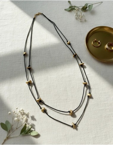 Collar Cordon Con Metales Dorados...