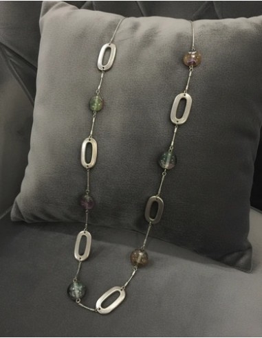 Collar Largo Con Cristales De Colores...