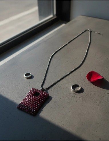 Collar De Metal Dije Rectangular C/...