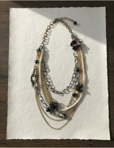 Collar Largo De Cadenas Con Simil...