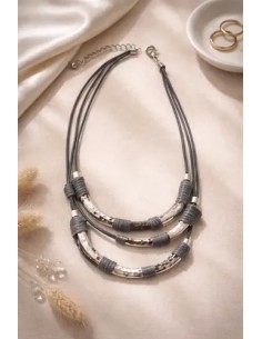 Collar Cuentas Metal Cuerda...