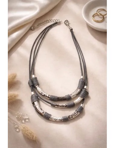 Collar Cuentas Metal Cuerda Detalle...