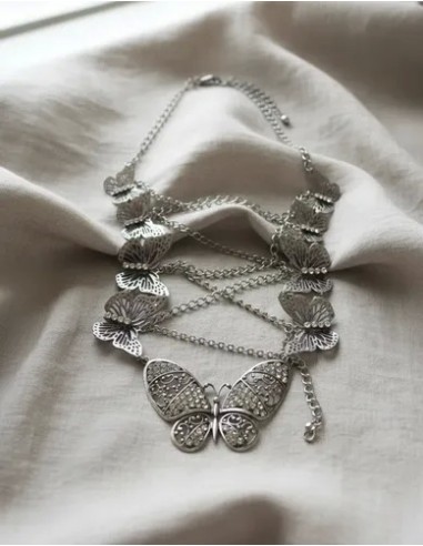 Collar Metal Con Mariposas Strass...