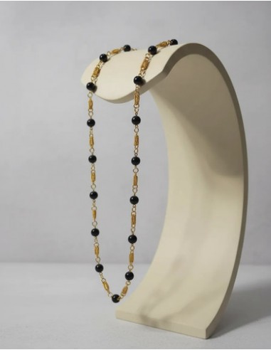 Collar Metal Largo Con Simil Perlas...