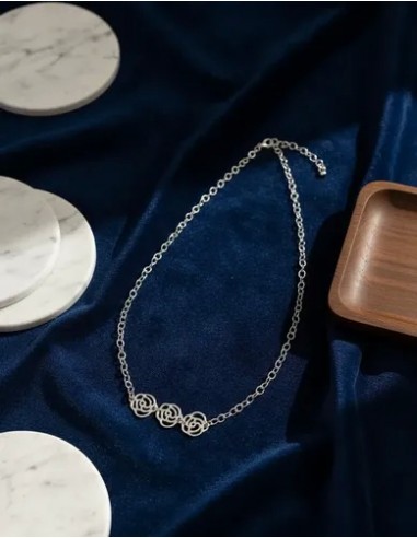 Collar Largo Metal Con Flores...