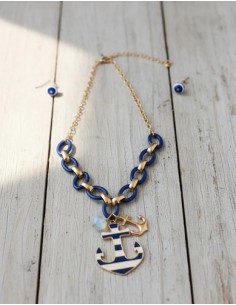 Conjunto Collar Aros Marino...