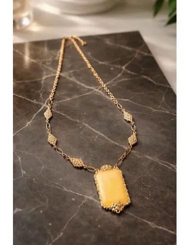 Collar Largo Metal Con Cristal...