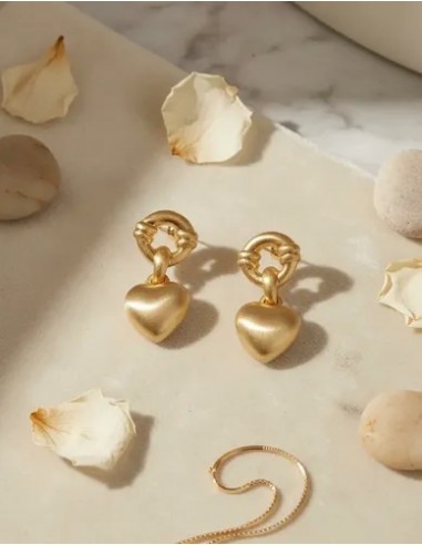 Par De Aros Corazon Dorados Pasante...