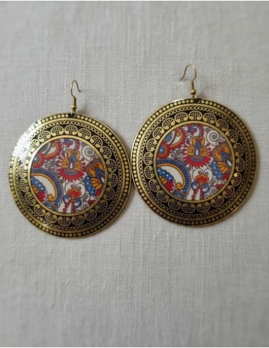 Par De Aros Circulo Multicolor Dorado