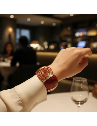 Pulsera Articulada Diamantada Bordó 7...