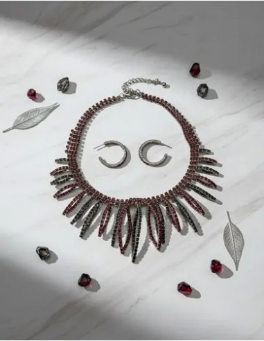 Conjuto Collar Y Aros Cadena Strass...