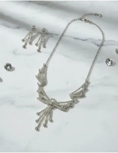 Juego Aros Y Collar Moño...