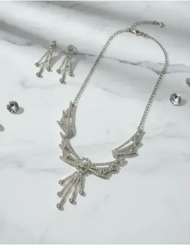 Juego Aros Y Collar Moño Rayas...