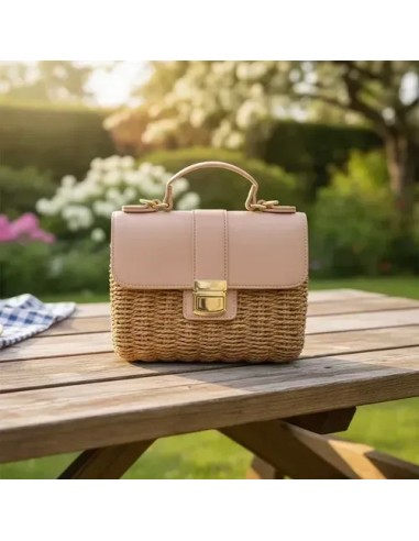Cartera Rafia Nude Con Tapa...