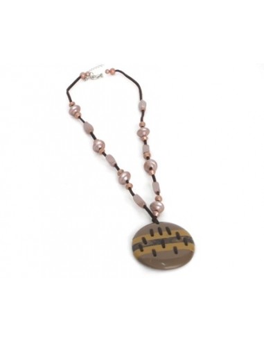 COLLAR CORDON CUERO APLIQUE CIRCULAR