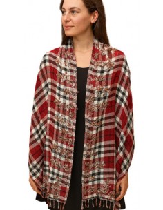 Pashmina Bordada A Cuadros...