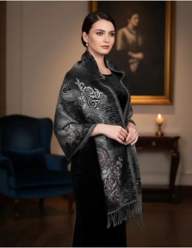 Pashmina Bordada Pura Lana Esfumada...
