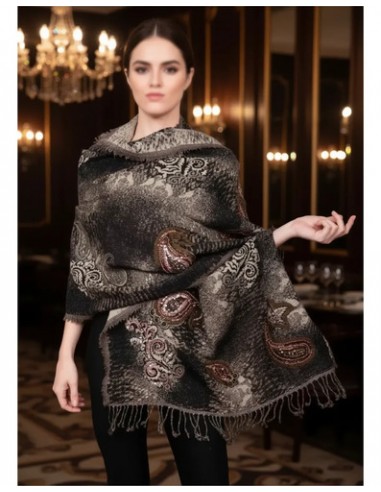 Pashmina Bulgara Pura Lana Bordada 2...