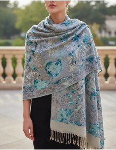 Pashmina Floreada Pura Lana...