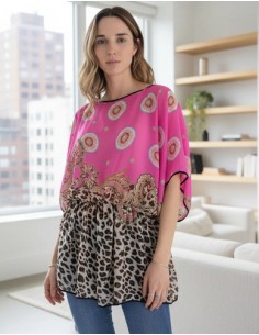Blusa Atigrada Fucsia...