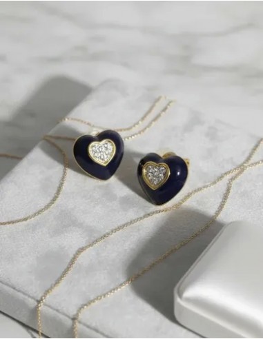 Par De Aros Corazon Con Strass Violeta