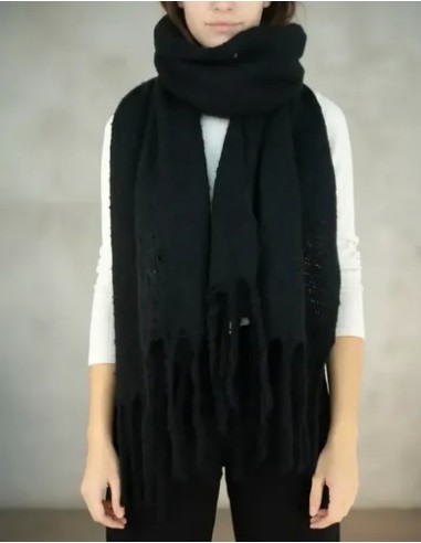 Pashmina Bufandon Negra Con Flecos...