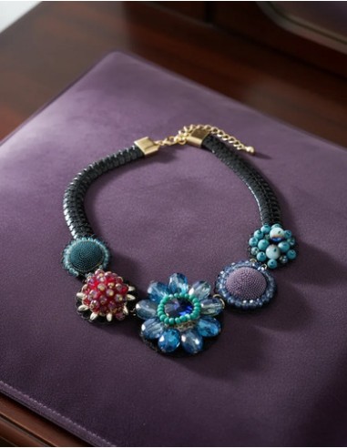 Gargantilla Collar Florcitas Violetas...