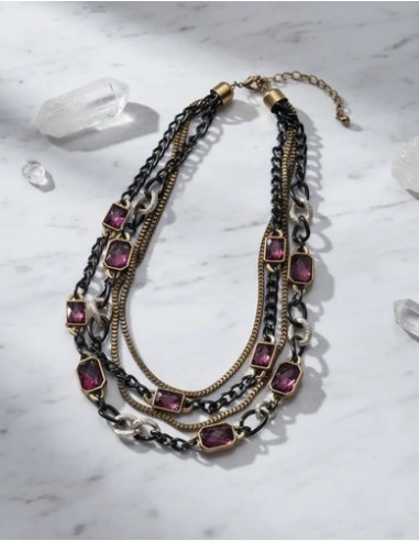 Collar Corto Cadena Con Piedras...