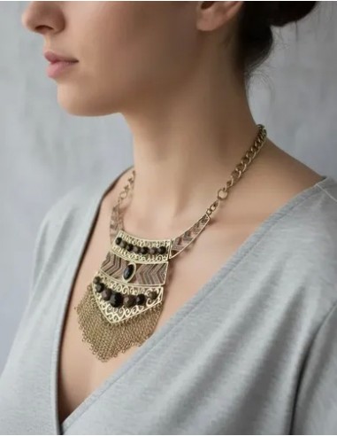 Collar Corto Chapon Piedras Flecos...