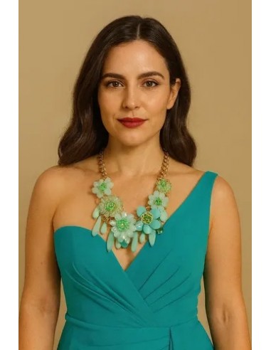 Collar Corto Petalos Y Flor Nude...