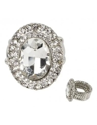 Anillo Diamante Ovalo Plateado...