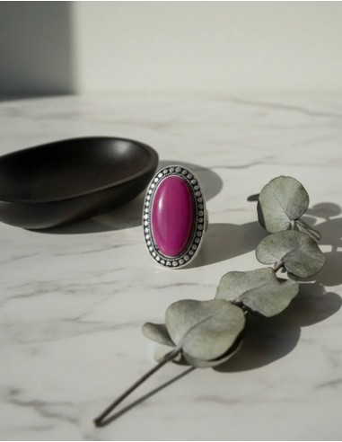 Anillo Plateado Mate Ovalo Violeta...