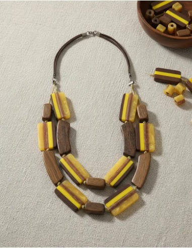 Collar Cuencas Madera Marrón Y...